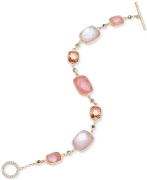 Judith Jack 10k Gold-plated Sterling Silver Pink Crystal And Marcasite Link Bracelet