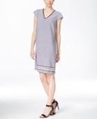 Alfani Printed Contrast-trim Cap-sleeve Dress, Only At Macy's