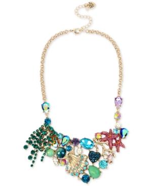 Betsey Johnson Gold-tone Mixed Stone Sea Motif Statement Necklace