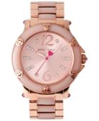 Betsey Johnson Women's Blush Epoxy And Rose Gold-tone Stainless Steel Bracelet Watch 41mm Bj00459-04