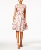Sl Fashions Embroidered Mesh Fit & Flare Dress