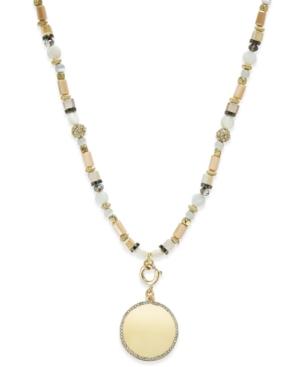 M. Haskell For Inc Gold-tone Neutral Bead Pendant Necklace