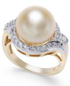 Cultured Golden South Sea Pearl (12mm) And Diamond (5/8 Ct. T.w.) Ring In 14k Gold