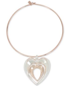 Robert Lee Morris Soho Two-tone Double Heart Pendant Necklace