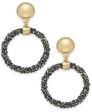 I.n.c. Large Gold-tone & Hematite-tone Bead Glitter Gypsy Hoop Earrings, 2, Created For Macy's