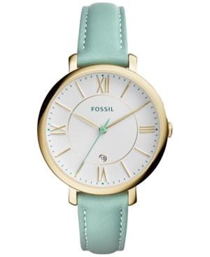 Fossil Women's Jacqueline Green Leather Strap Watch 36mm Es3987