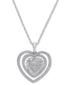 Diamond Heart Pendant Necklace (1/2 Ct. T.w.) In Sterling Silver.