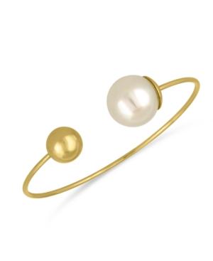 Majorica Gold-plated Titanium Large Imitation Pearl And Bead Cuff Bracelet