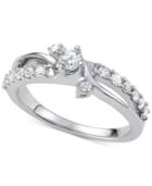 Diamond Swirl Engagement Ring (7/8 Ct. T.w.) In 14k White Gold