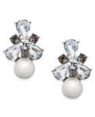 Charter Club Silver-tone Crystal & Imitation Pearl Drop Earrings, Created For Macy's