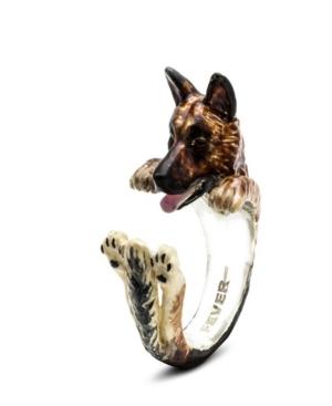 German Shepherd Hug Ring In Sterling Silver And Enamel