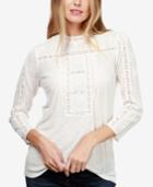 Lucky Brand Embroidered Crochet-lace Top