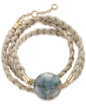 Inc International Concepts Gold-tone Marbled Stone Braided Wrap Bracelet, Only At Macy's