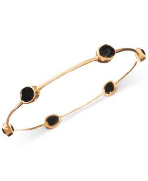 14k Gold Over Sterling Bracelet, Onyx Bezel-set Bangle (6 Ct. T.w.)