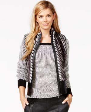 Guess Chevron-print Faux-fur Vest