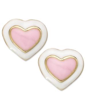 Lily Nily Children's 18k Gold Over Sterling Silver Enamel Heart Stud Earrings
