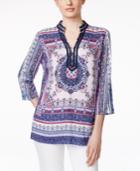Charter Club Embellished Printed Tunic, Only At Macy's