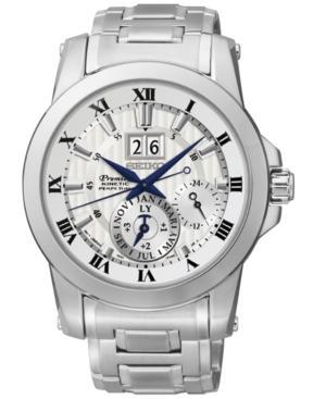 Seiko Men's Kenetic Perpetual Stainless Steel Bracelet Watch 42mm Snp091