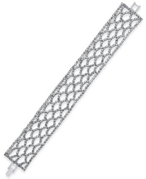 Inc International Concepts Silver-tone Open Work Pave Bracelet, Only At Macy's