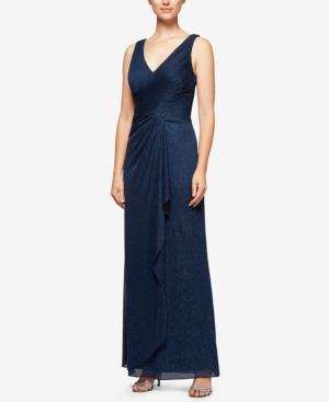Alex Evenings Cowl-back Glitter Gown