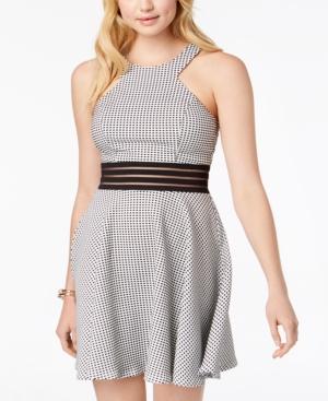 City Studios Juniors' Mesh-waist Fit & Flare Dress