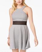 City Studios Juniors' Mesh-waist Fit & Flare Dress