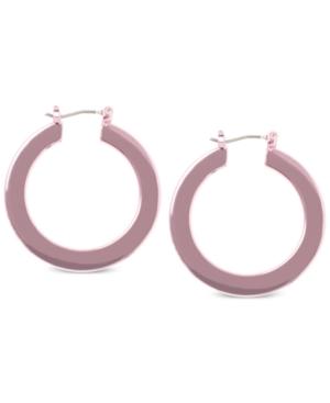 Dkny Black-tone 1 1/5 Flat Hoop Earrings