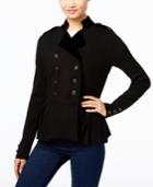 Inc International Concepts Velvet-trim Military Cardigan, Only At Macy's