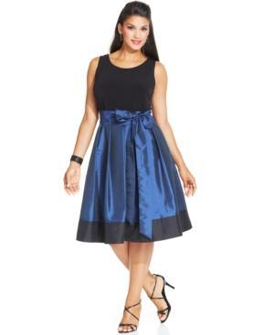 Sl Fashions Plus Size Sleeveless Pleated Side Bow Dress