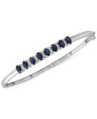Sapphire (3-1/8 Ct. T.w.) & Diamond (1/8 Ct. T.w.) Bangle Bracelet In Sterling Silver