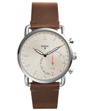 Fossil Q Men's Commuter Dark Brown Leather Strap Hybrid Smart Watch 42mm