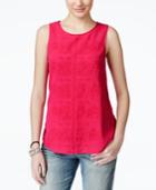 Lucky Brand Jeans Embroidered Textured Tank Top