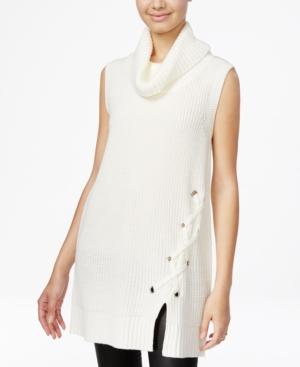 Bcx Juniors' Lace-up Cowl-neck Sweater Tunic