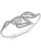 Eliot Danori Silver-tone Cubic Zirconia Pear And Pave Hinged Bangle Bracelet, Only At Macy's