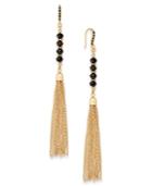 Inc International Concepts Gold-tone Beaded & Tassel Long Linear Drop Earrings, Created For Macy's