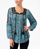 Style & Co Petite Paisley-print Peasant Top, Created For Macy's
