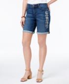 Style & Co Embroidered Cuffed Shorts, Only At Macy's