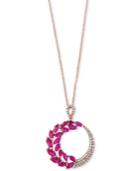 Amore By Effy Ruby (2-1/10 Ct. T.w.) And Diamond (1/5 Ct. T.w.) Pendant Necklace In 14k Rose Gold