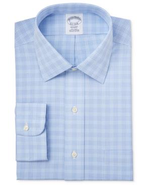 Brooks Brothers Regent Men's Classic-fit Non-iron Light Blue Plaid Dress Shirt