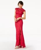 Jump Juniors' Cap-sleeve Sequined Lace Gown