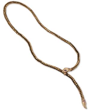 Betsey Johnson Gold-tone Crystal Snake Adjustable Long Length Lariat Necklace