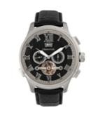 Heritor Automatic Hudson Silver & Black & Black Leather Watches 47mm