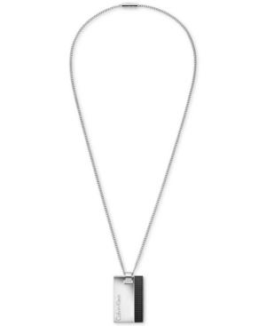 Calvin Klein Men's High Silver-tone Pvd Tag Pendant Necklace Kj4jbn200100