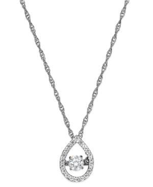 Twinkling Diamond Star Diamond Open Teardrop Pendant Necklace In 10k White Gold (1/4 Ct. T.w.)