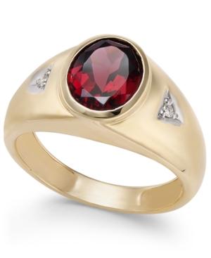 Men's Rhodolite Garnet (3 Ct. T.w.) & Diamond Accent Ring In 14k Gold