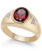 Men's Rhodolite Garnet (3 Ct. T.w.) & Diamond Accent Ring In 14k Gold