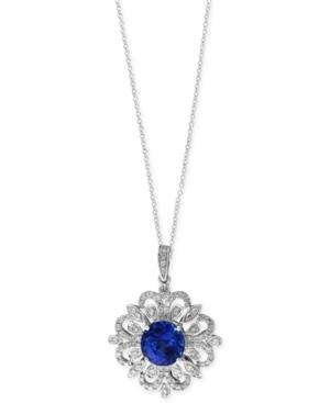 Tanzanite Royale By Effy Tanzanite (1-9/10 Ct. T.w.) And Diamond (1/3 Ct. T.w.) Scrolled Pendant Necklace In 14k White Gold, Created For Macy's