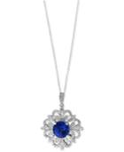 Tanzanite Royale By Effy Tanzanite (1-9/10 Ct. T.w.) And Diamond (1/3 Ct. T.w.) Scrolled Pendant Necklace In 14k White Gold, Created For Macy's