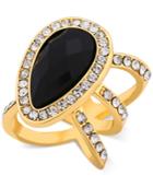 Guess Gold-tone Jet Stone And Pave Multi-band Statement Ring