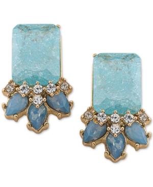 Carolee Gold-tone Stone And Crystal Cluster Drop Earrings